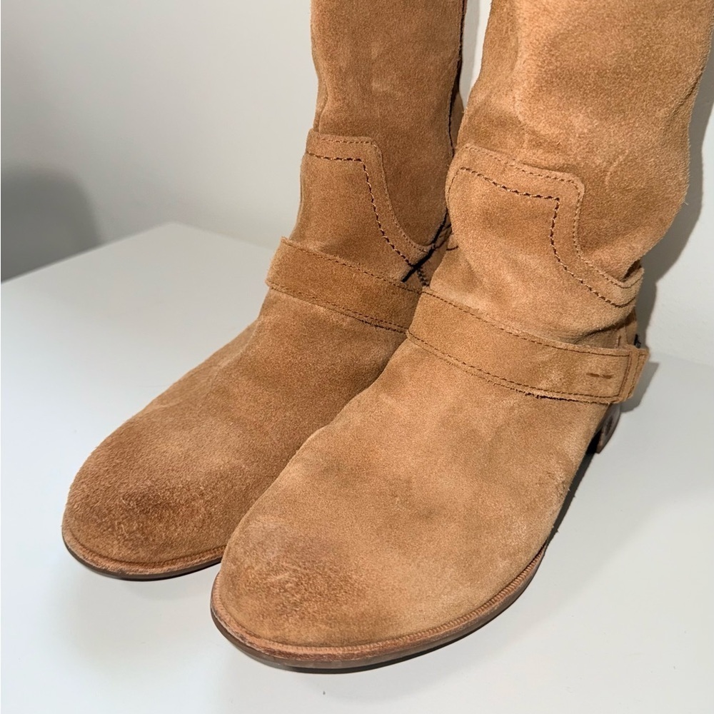 UGG Channing Suede Riding Boots Chestnut Brown Buckle 7 Women’s - Picture 4 of 12